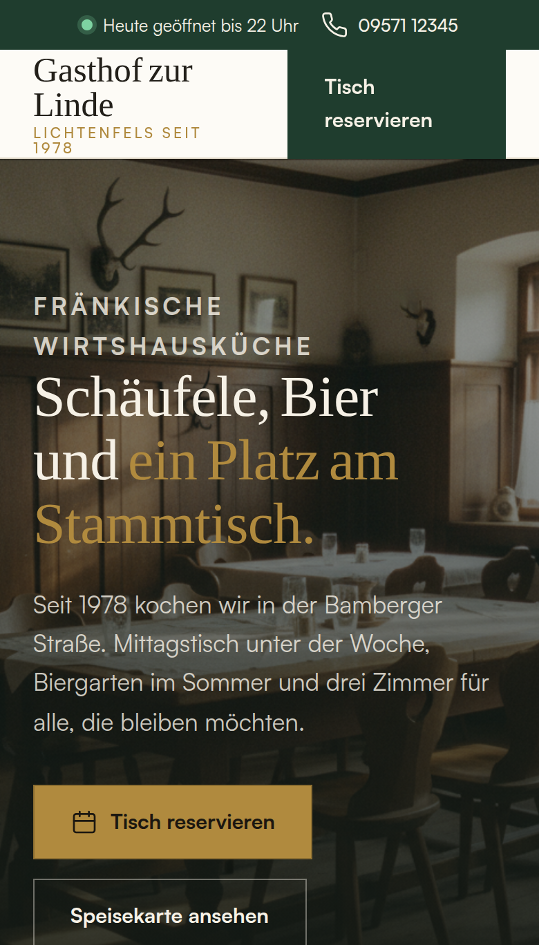 Dieselbe Website auf dem Handy